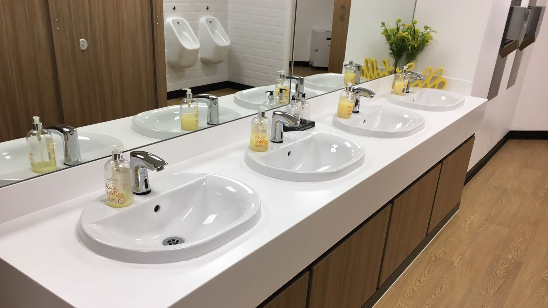Stevens Washrooms - Commercial Washroom Installations - Sanitary Ware and Plumbing Sensor Operated Systems