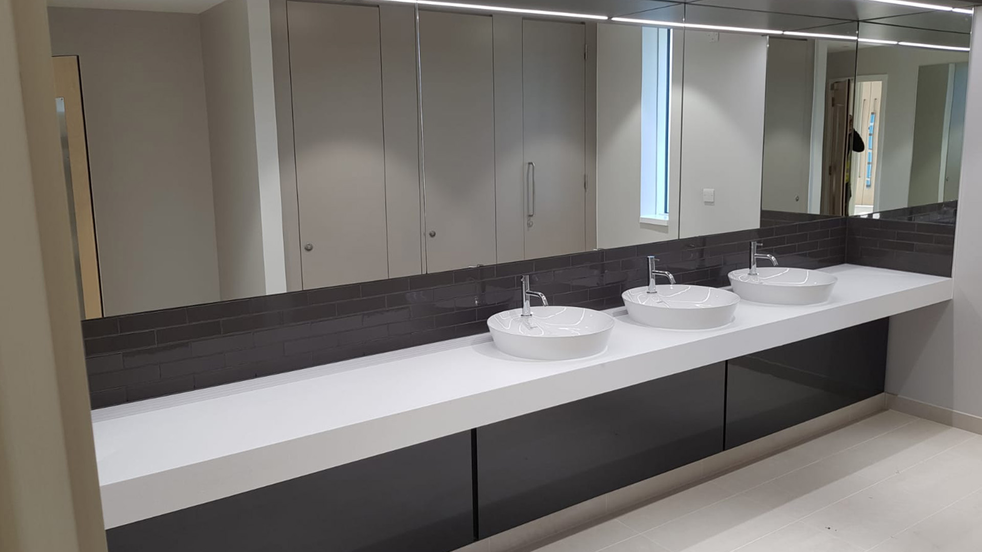Stevens Washrooms - Commercial Washroom Installations - Vanity Units and Troughs