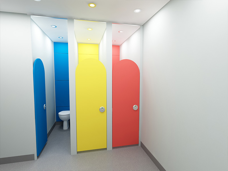 Bespoke children's cubicle systems from Stevens Washrooms